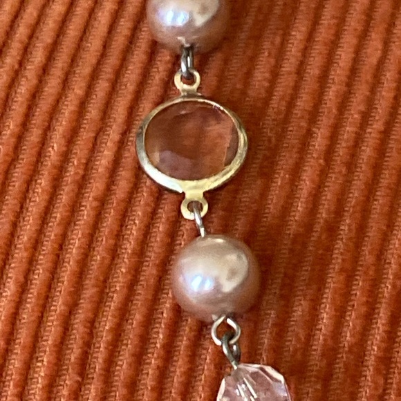 Vintage Dusty Pink Imitation Pearls/Crystals Necklace - Picture 4 of 7